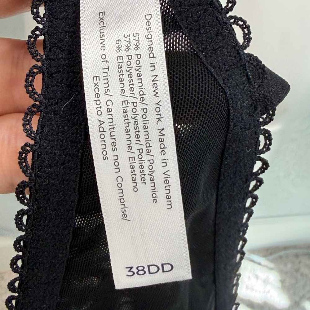Adore Me Strappy Lace Bra 38DD Black Sheer Mesh Underwire Sexy - Picture 4 of 4
